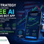 AI trading bot app by BitsStrategy showing automated market analysis, stock charts, and smart trading features for U.S. investors