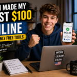 how to make money online as a beginner in the US student earning first $100 using free tools