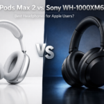 Apple AirPods Max 2 vs Sony WH-1000XM6 comparison image showing premium over-ear headphones side by side