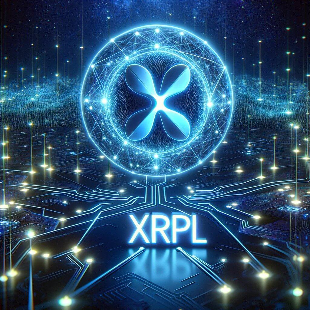 XRP cryptocurrency network concept showing Ripple digital asset and blockchain payment technology