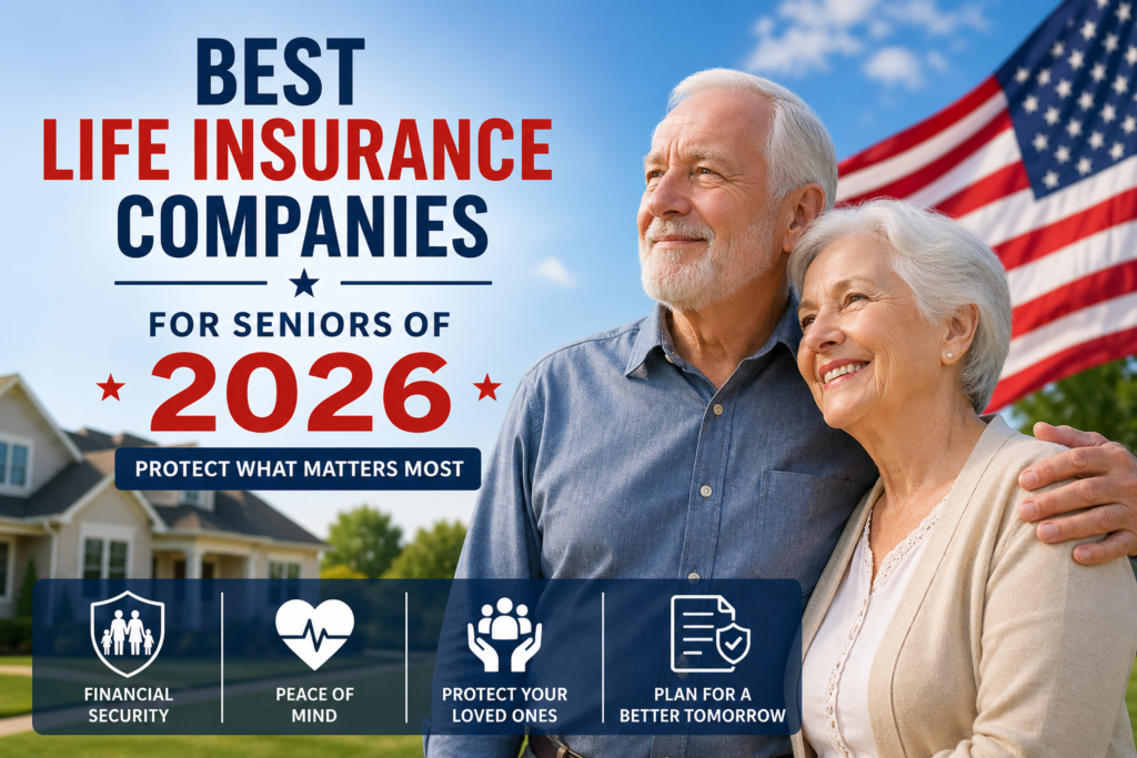 Best life insurance companies for seniors in the USA 2026 showing elderly couple and financial security planning