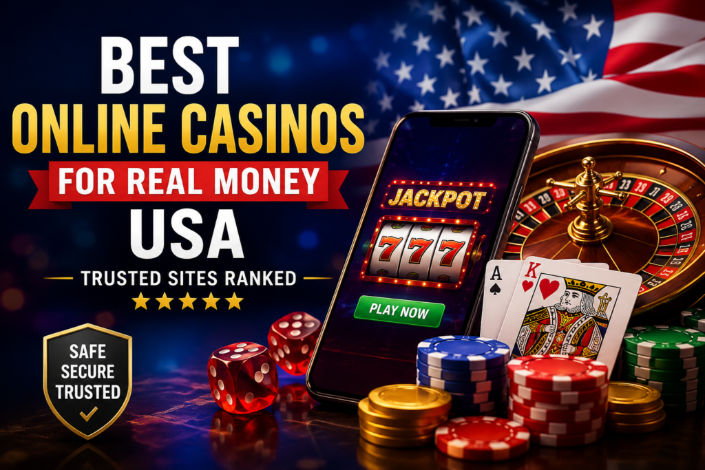 Best Online Casinos for Real Money USA featuring trusted casino sites, mobile gaming, jackpots, and secure online gambling options.
